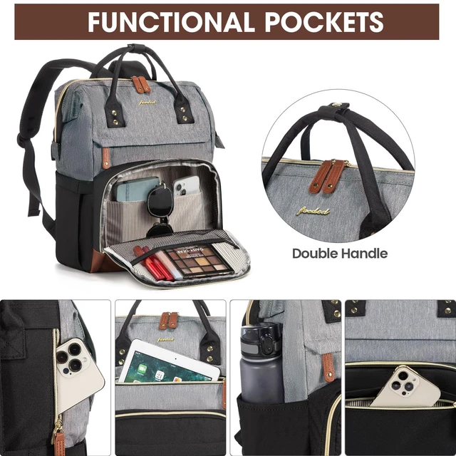 Alt view image 3 of 5 - Laptop Backpack for Women Work Bag: 15.6'' Travel Daypack with Computer Bag