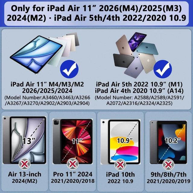 Alt view image 2 of 5 - Grifobes Case for iPad Air 11-inch (M4/M3/M2) 2026/2025/2024, for iPad Air 5th/4th Generation 2022/2020 10.9", Heavy Duty Rugged Cover with Stand/Pencil Holder for i Pad Air 5 4 Gen(Black+Red)