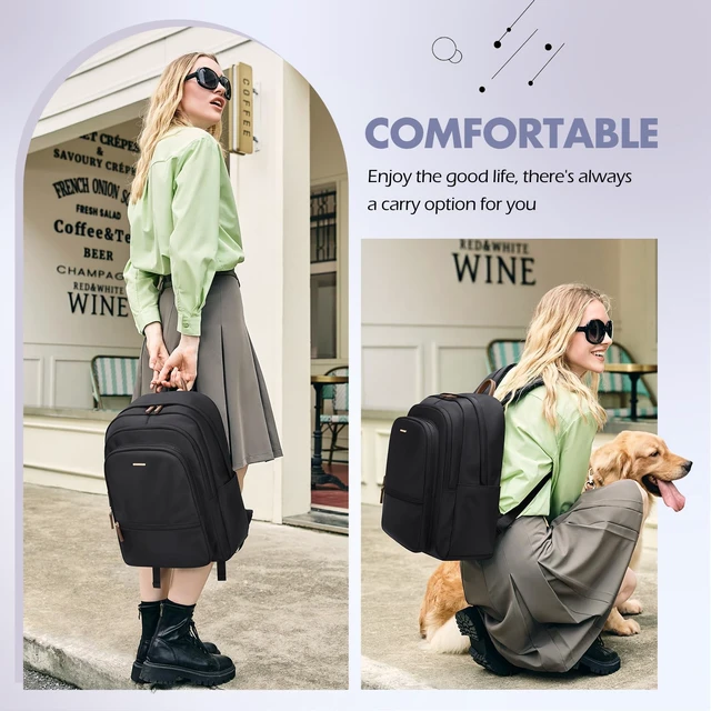 Alt view image 2 of 5 - GOLF SUPAGS 15.6 Inch Women's Laptop Backpack, Water Resistant Work College Travel Daypack, Everyday Commuter Bag for Teacher Nurse (Black)