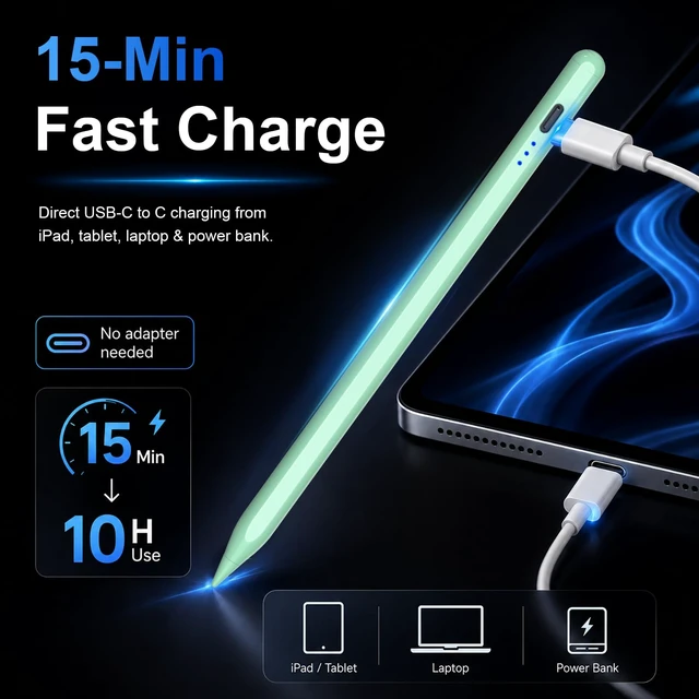 Alt view image 2 of 5 - HATOKU Stylus Pen for Apple iPad 2018-2026 for Note-Taking Drawing Green