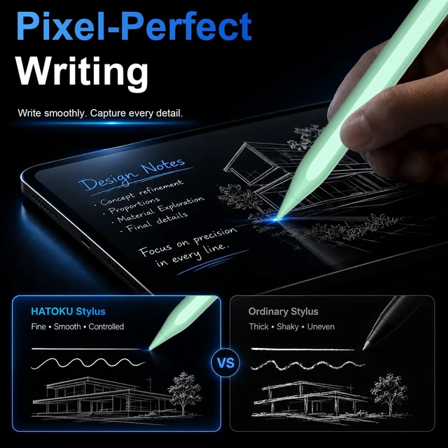 Alt view image 3 of 5 - HATOKU Stylus Pen for Apple iPad 2018-2026 for Note-Taking Drawing Green
