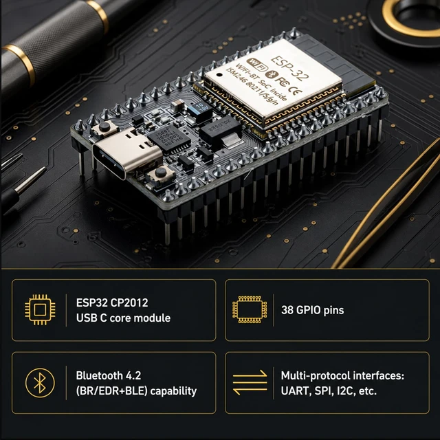 Alt view image 3 of 5 - hiBCTR 6-Pack ESP32-DevKitC-32 Development Board, Type-C, 38-Pin