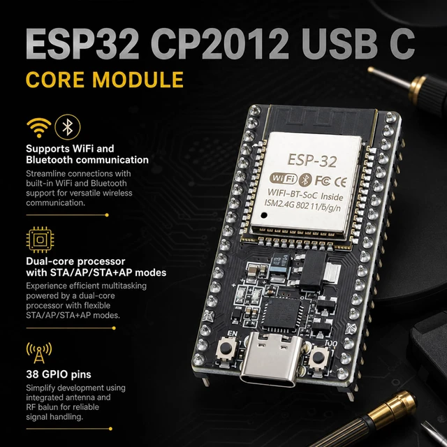 Alt view image 2 of 5 - hiBCTR 6-Pack ESP32-DevKitC-32 Development Board, Type-C, 38-Pin