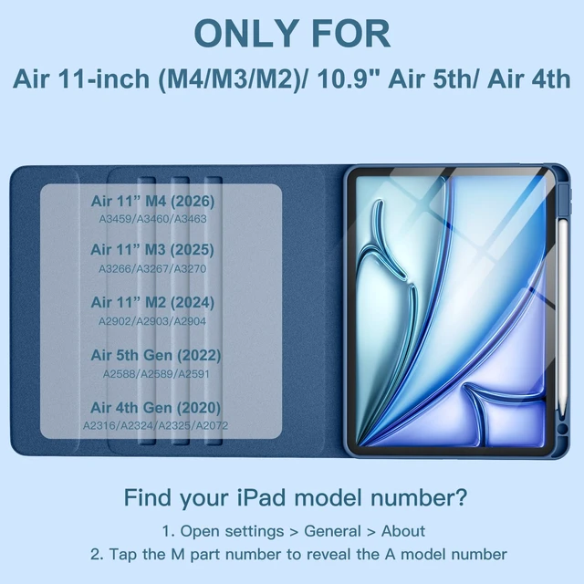 Alt view image 2 of 5 - Harvopu for iPad Air 11 Inch & Air 5th 4th Generation Case with Keyboard
