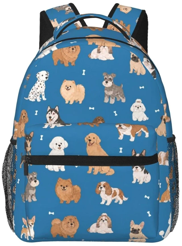 Main image of Fiokroo Cute Puppy Dogs Animal Backpack School Bag For Students Teens Men Women Laptop Backpacks Travel Daypack Bag With Multiple Pockets