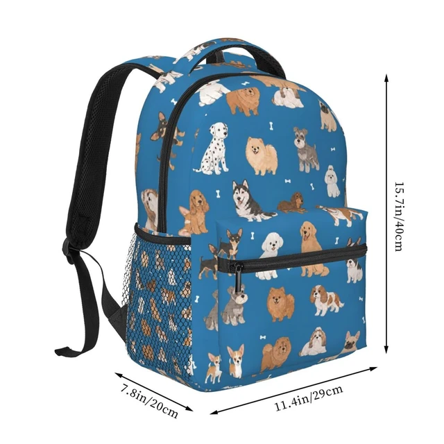 Alt view image 2 of 5 - Fiokroo Cute Puppy Dogs Animal Backpack School Bag For Students Teens Men Women Laptop Backpacks Travel Daypack Bag With Multiple Pockets