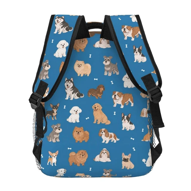 Alt view image 4 of 5 - Fiokroo Cute Puppy Dogs Animal Backpack School Bag For Students Teens Men Women Laptop Backpacks Travel Daypack Bag With Multiple Pockets