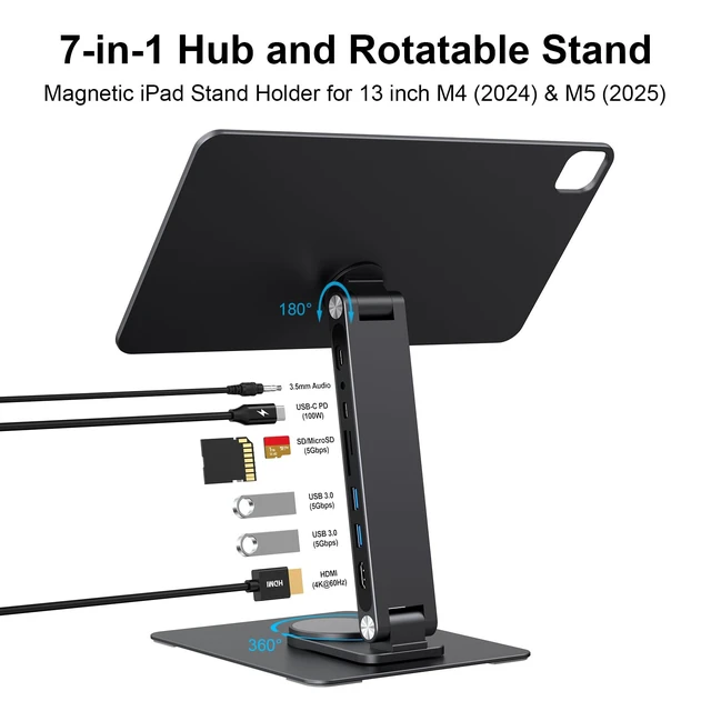Alt view image 2 of 5 - GEWOKLIY iPad Pro 13-inch Magnetic Stand HubFoldable Dock Station