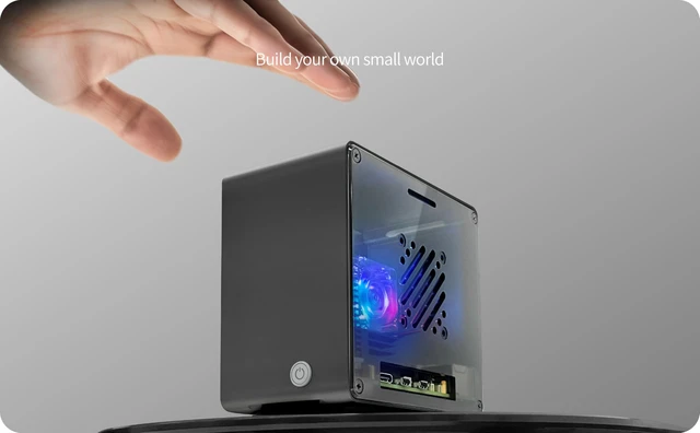 Alt view image 5 of 5 - ElectroCookie Raspberry Pi 5 Case, Aluminum Mini Tower Case with Cooling Fan and Color Changing Ambient Light (Black)
