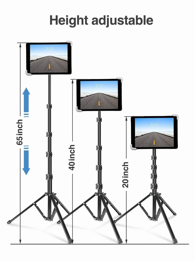 Alt view image 4 of 5 - elitehood iPad Tripod Stand, Aluminum Alloy iPad Stand, 360 Rotation Adjustable Height iPad Stand Holder for Floor, Universal Compatible with All 7.9-11 Inch Tablet