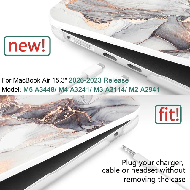 Alt view image 2 of 5 - DONGKE Compatible with M5 MacBook Air 15 inch Case 2026 2025-2023 A3448 A3241 A3114 A2941 M4 M3 M2 Liquid Retina Display Touch ID, Protective Hard Shell Cover & Keyboard Skin - Abstract Marble