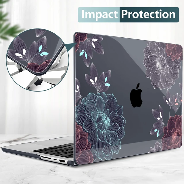 Alt view image 5 of 5 - DONGKE Compatible with MacBook Pro 16 Inch Case (2026-2021 Release, M5 M4 M3 M2 M1 Pro/Max Chip), Plastic Hard Shell Cover with Keyboard Cover & Screen Protector for MacBook Pro 16", Dahlia Flowers