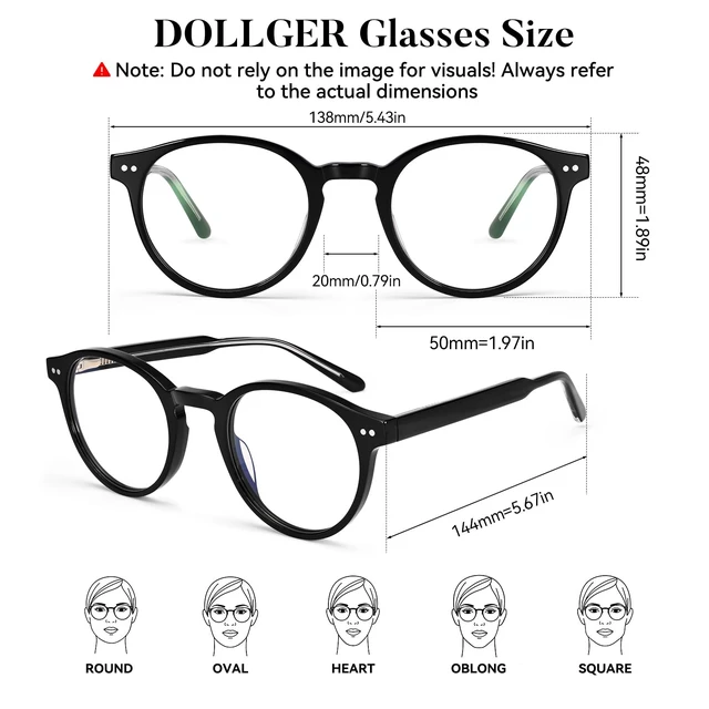 Alt view image 4 of 5 - Dollger Blue Light Blocking Glasses for Women Men Black Round Acetate Frame Computer Gaming Glasses Anti Glare Bluelight Eyeglasses for Eye Strain Relief