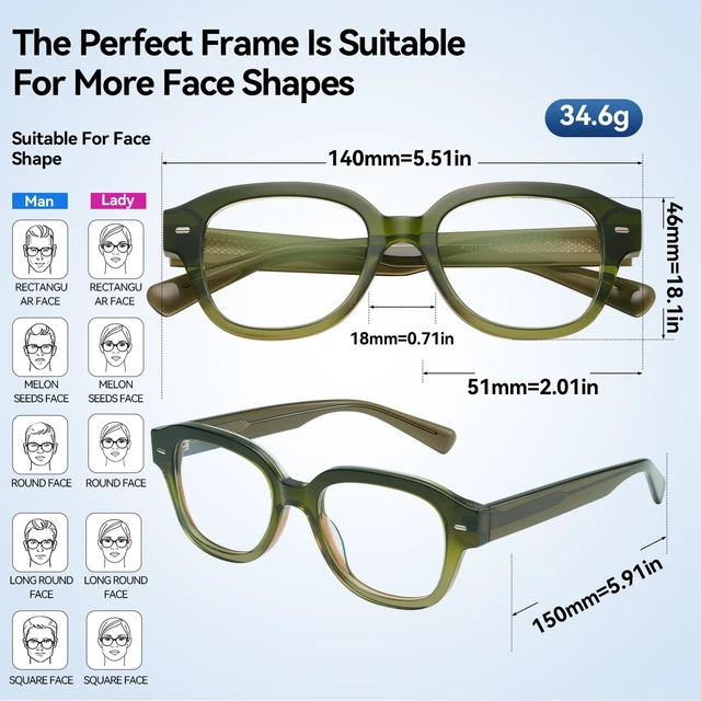 Alt view image 2 of 5 - Dollger Blue Light Glasses for Women Men Oversize Square Computer Screen Blue Light Blocking Eyeglasses Thick TR90 Frame BlueLight Glasses Green