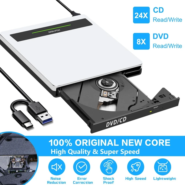 Alt view image 2 of 5 - NOLYTH External CD Drive for Laptop: Portable DVD ROM Burner Plug & Play