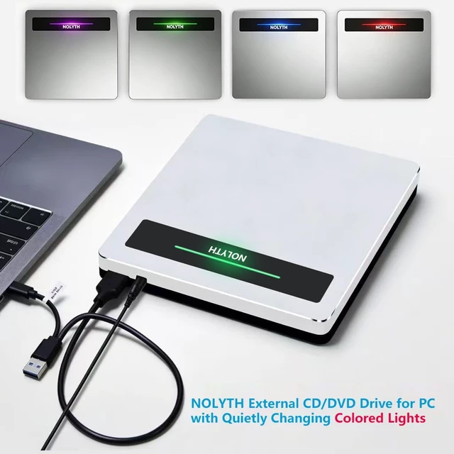 Alt view image 5 of 5 - NOLYTH External CD Drive for Laptop: Portable DVD ROM Burner Plug & Play