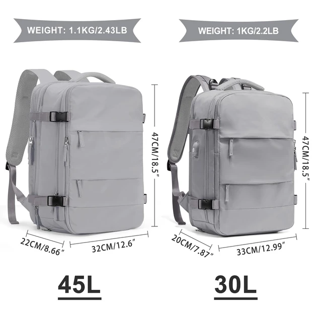 Alt view image 3 of 5 - coowoz Large Travel Backpack For Women Men, Carry On Backpack,Hiking Backpack Waterproof Outdoor Sports Rucksack Casual Daypack Expandable Heavy Duty Extra large Backpack Grey Expansion