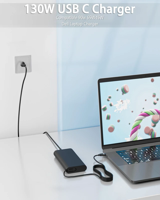 Alt view image 2 of 5 - WZXHU 130W Laptop Charger USB C for Dell XPS 15 17