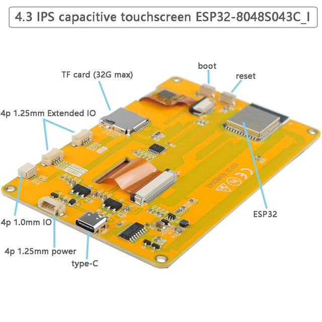 Alt view image 2 of 5 - DIYmalls 4.3 inch ESP32-S3 Display ESP32-8048S043C_I Capacitive Touchscreen