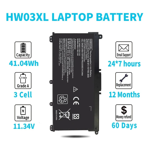 Alt view image 5 of 5 - HW03XL L97300-005 Laptop Battery for HP Pavilion 15-EG 15-EH 17-CN 17-CP 15-eg0xxx 15-eg0073cl 15-eg0053cl 15-eg1053cl 15t-eg000 15-eh1xxx 17-cn0xxx 17-cn2063cl 17-cp0xxx 17-cp0700dx HW03041xl-pl