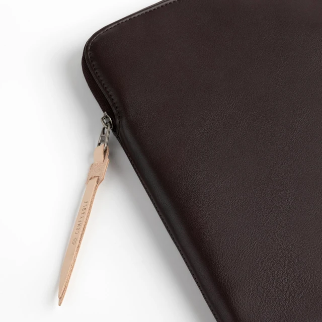 Alt view image 4 of 5 - Comfyable Slim Laptop Sleeve Compatible with 13 Inch MacBook Air 13 in M5 M4 M3 M2, 13" MacBook Pro/Neo, PU Leather Bag Water-Resistant Cover Case, Chocolate