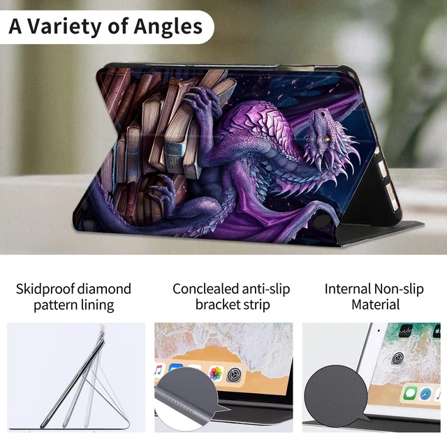 Alt view image 2 of 5 - for Fire HD 10 9th/7th/5th Gen 2019/2017/2015 Case, Dragon Book Art