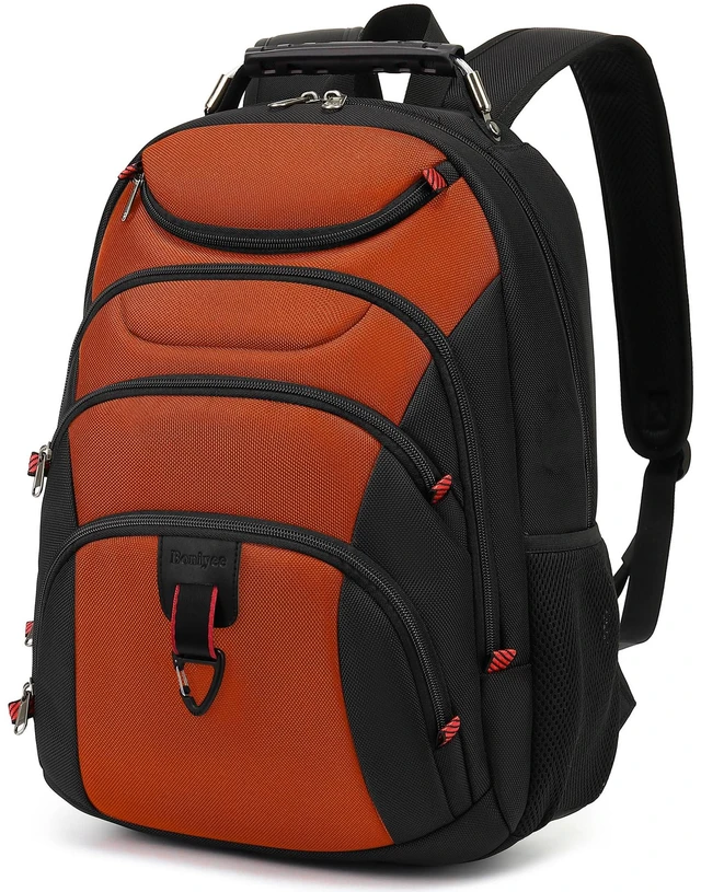 Main image of Boavan Laptop Backpack for men, 15.6 inch Laptop Bag with USB Port, Waterproof Travel Work Backpack Purse, Anti-Theft Teacher Nurse Doctor Casual Bookbags Office Business backpackDeep Orange Black