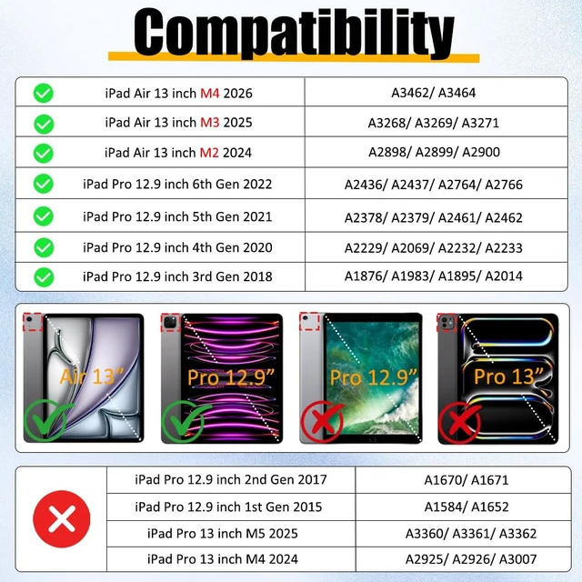 Alt view image 2 of 5 - Case for iPad Air 13" (M4/M3/M2) / iPad Pro 12.9" 6th/5th/4th/3rd Gen