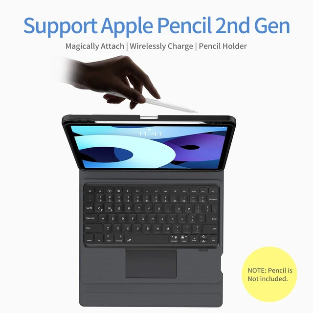 Alt view image 5 of 5 - Bokeer Keyboard Case for iPad Pro 11 3rd Generation 2021, Compatible with iPad Air 4 / iPad Pro 11 2018 & 2020, Shockproof Protective Case with Auto Wake/Sleep, Support Apple Pencil Wireless Ch