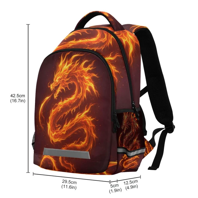 Alt view image 3 of 5 - ALAZA Fire Dragon Backpacks Travel Laptop Daypack School Book Bag for Men Women Teens Kids