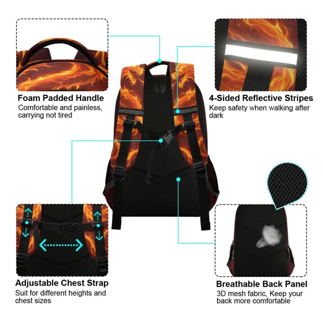 Alt view image 4 of 5 - ALAZA Fire Dragon Backpacks Travel Laptop Daypack School Book Bag for Men Women Teens Kids
