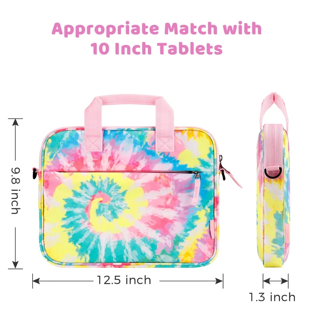 Alt view image 4 of 5 - Choco Mocha Kids Tablet Bag Fire HD 8 10 Tablet Carrying Case, Kids Tablet Sleeve for iPad & Kindle Edition & Chromebook 12.5 Inch, Tie Dye