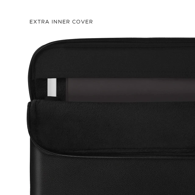 Alt view image 4 of 5 - Comfyable Tablet Sleeve Compatible with iPad Air 11" M4 2026, iPad Pro 11 Inch M5 & Smart/Magic Keyboard with Pencil Holder-PU Leather Bag Water-Resistant Slim Case - Black Pebbled