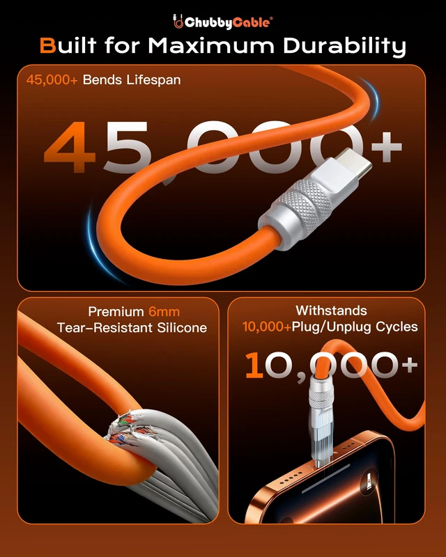 Alt view image 5 of 5 - chubbycable 240W Silicone USB C to C Cable, 2 Pack, Green+Yellow, 16.4FT