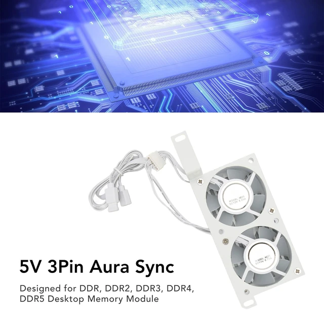 Alt view image 3 of 5 - Beufee Memory Cooling Fan, 3pin Pwm CPU Air Cooler Memory Radiators Double 6025pwm 1000 to 3000rpm 5v for DDR Ddr2 Ddr3 Ddr4 Ddr5(White)