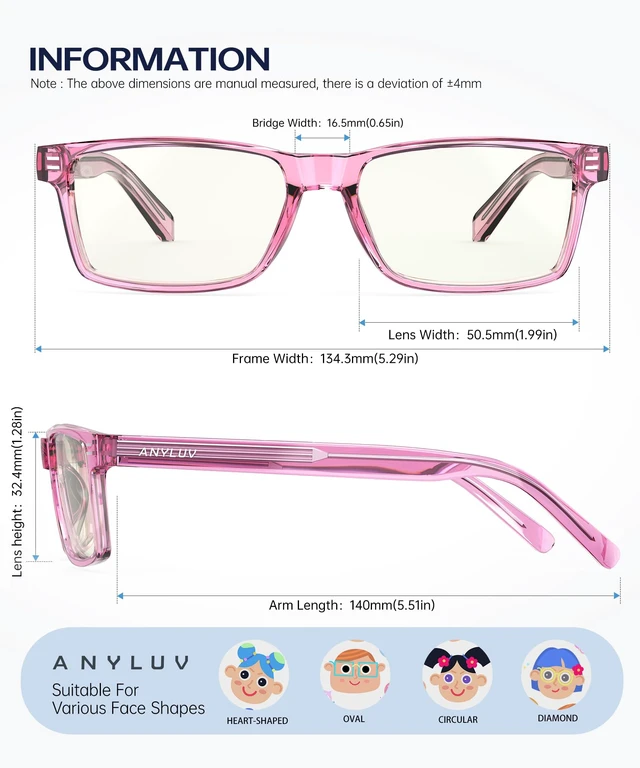 Alt view image 3 of 5 - ANYLUV Blue Light Glasses for Kids, Blue Light Blocking Glasses for Girls/Boys, Teen Gaming Glasses Anti Eyestrain