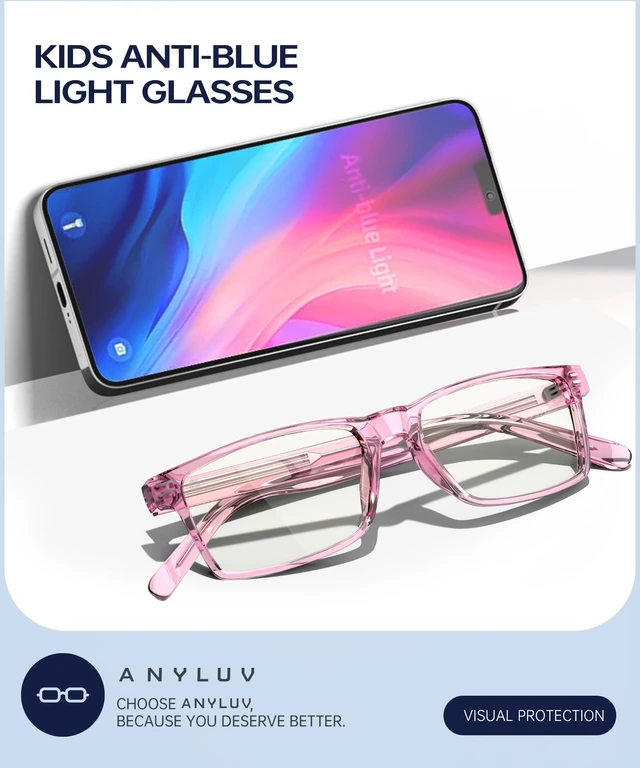 Alt view image 5 of 5 - ANYLUV Blue Light Glasses for Kids, Blue Light Blocking Glasses for Girls/Boys, Teen Gaming Glasses Anti Eyestrain