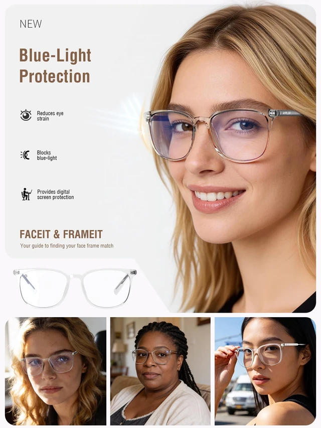 Alt view image 3 of 5 - ANYLUV Blue Light Glasses for Woman Men, Womens Blue Light Blocking Glasses Computer Glasses Anti Eyestrain