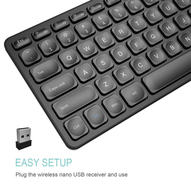 Alt view image 2 of 5 - Arteck 2.4G Wireless Keyboard Ultra Slim Full Size Keyboard with Numeric Keypad and Media Hotkey for Computer/Desktop/PC/Laptop/Surface/Smart TV and Windows 10/8/ 7 Built-in Rechargeable Batter