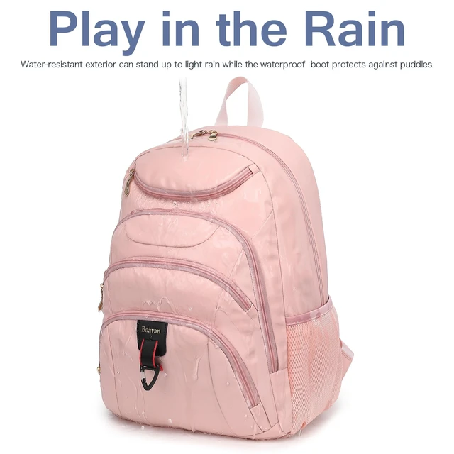 Alt view image 5 of 5 - Boavan Laptop Backpack for women, 15.6 inch Laptop Bag with USB Port, Waterproof Travel Work Backpack Purse, Anti-Theft Teacher Nurse Doctor Casual Bookbags Office Business backpackPink