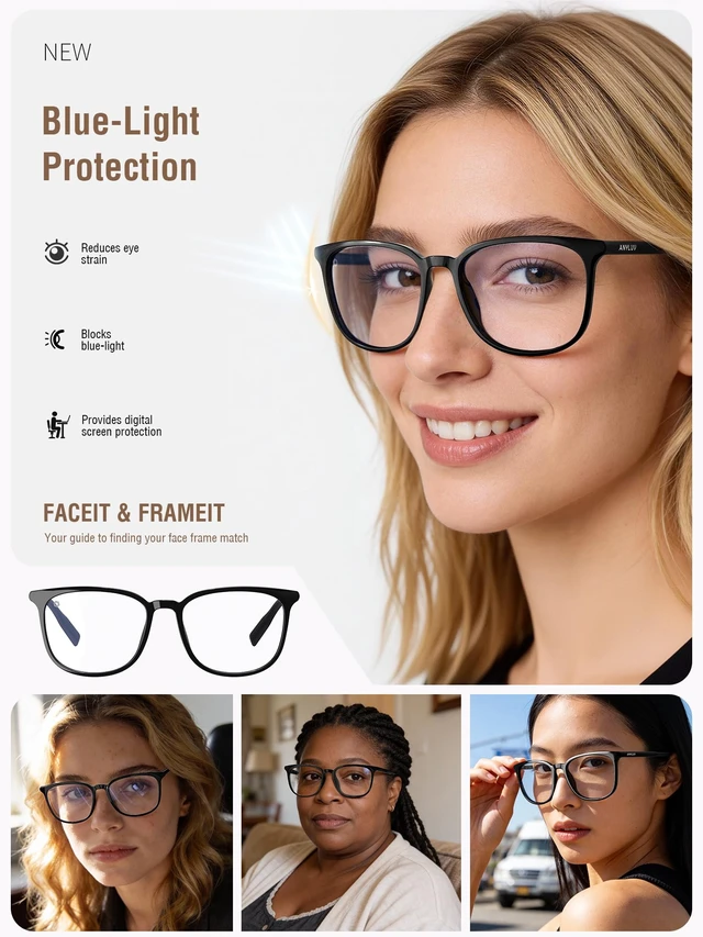 Alt view image 3 of 5 - ANYLUV Blue Light Glasses for Woman Men, Womens Blue Light Blocking Glasses Computer Glasses Anti Eyestrain
