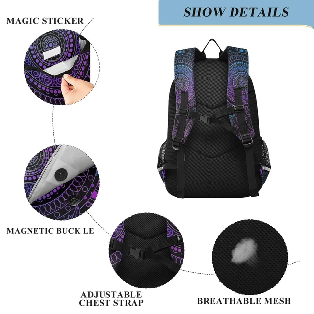 Alt view image 3 of 5 - ALAZA Art Arabesque Mandala Boho Ethnic Bohemian Laptop Backpack Purse for Women Men Travel Bag Casual Daypack with Compartment & Multiple Pockets