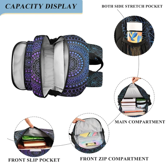 Alt view image 4 of 5 - ALAZA Art Arabesque Mandala Boho Ethnic Bohemian Laptop Backpack Purse for Women Men Travel Bag Casual Daypack with Compartment & Multiple Pockets