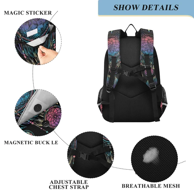 Alt view image 3 of 5 - ALAZA Owl Rainbow Dream Catcher Laptop Backpack Purse for Women Men Travel Bag Casual Daypack with Compartment & Multiple Pockets