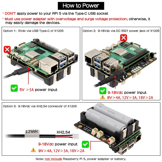 Alt view image 3 of 5 - Geekworm X1205 5V UPS HAT Expansion Board for Raspberry Pi 5