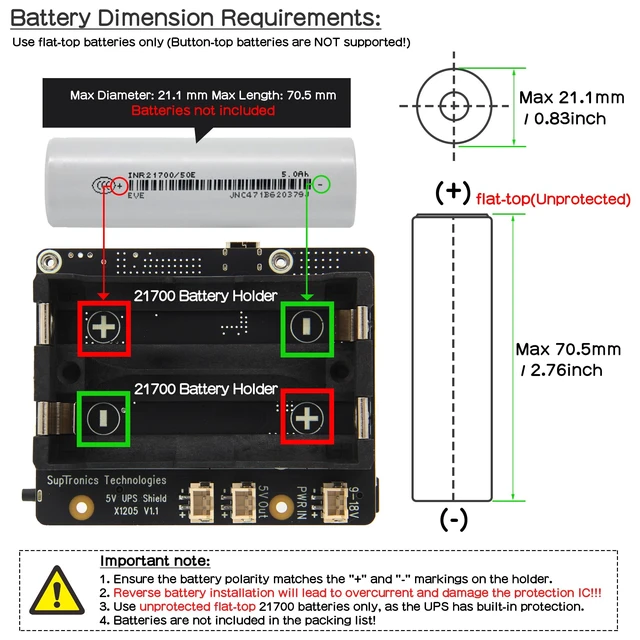 Alt view image 5 of 5 - Geekworm X1205 5V UPS HAT Expansion Board for Raspberry Pi 5