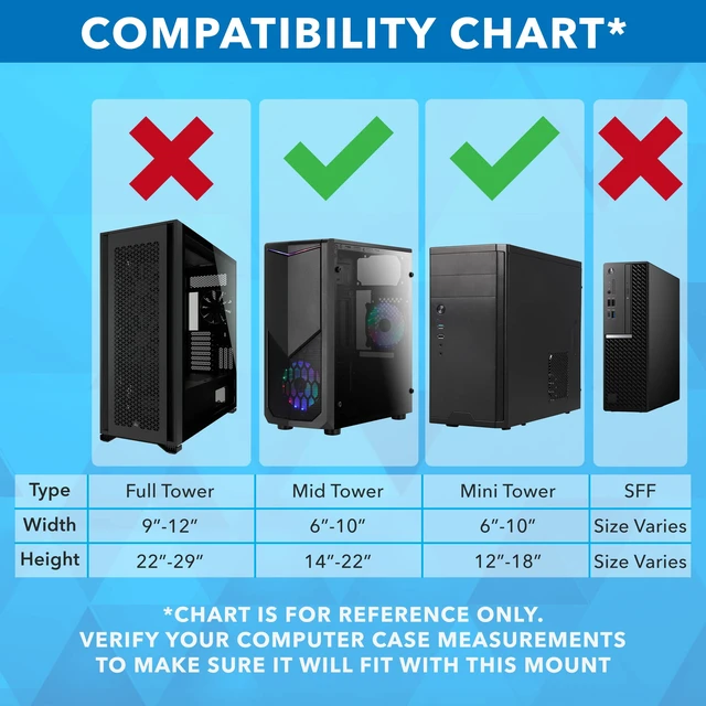 Alt view image 5 of 5 - Mount-It! CPU Under Desk Mount Bracket - Computer Tower Wall and Under Counter Holder, 360 Degree Swivel Adjustable Height and Width Wall-Mountable