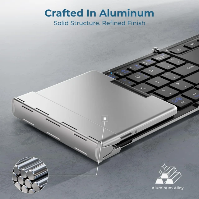 Alt view image 4 of 5 - iClever BK08 Foldable Keyboard with Touchpad for Phone and Tablet, Silver