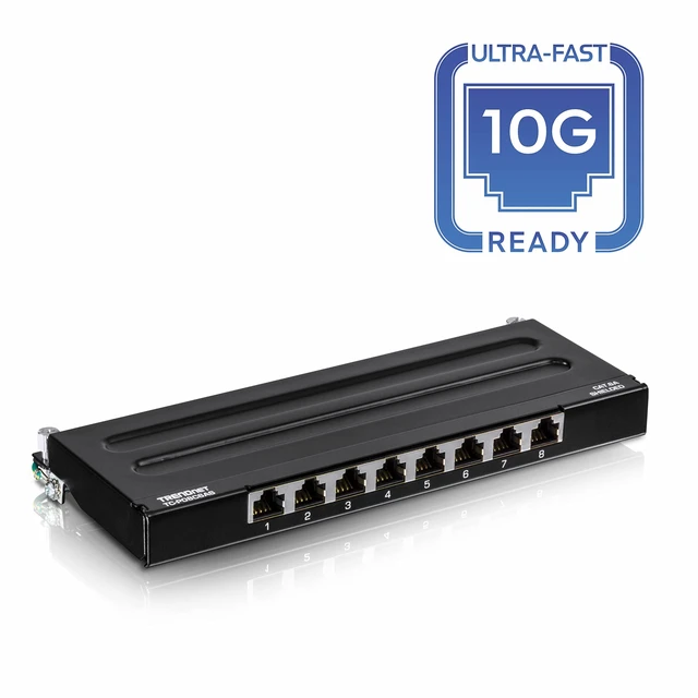 Alt view image 4 of 5 - TRENDnet 8-Port Cat6A Shielded Patch Panel,TC-P08C6AS,Wall Mount Ready