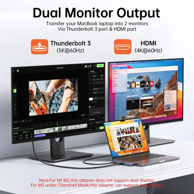 Alt view image 4 of 5 - USB C Adapter HDMI Hub for MacBook Air/Pro 2026-2018 Mac Multiport Dongle